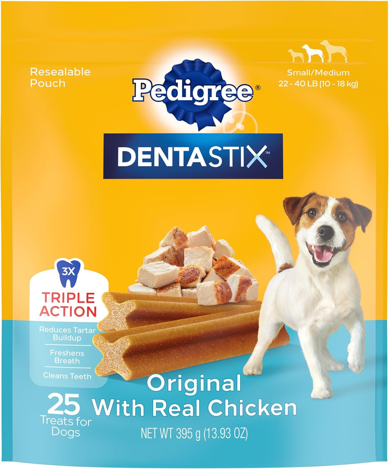 Pedigree DENTASTIX Small/Medium Dog Dental Treats Original Flavor Dental Bones, 5.57 Oz. Pack, Pack of 7 (70 Total Treats)