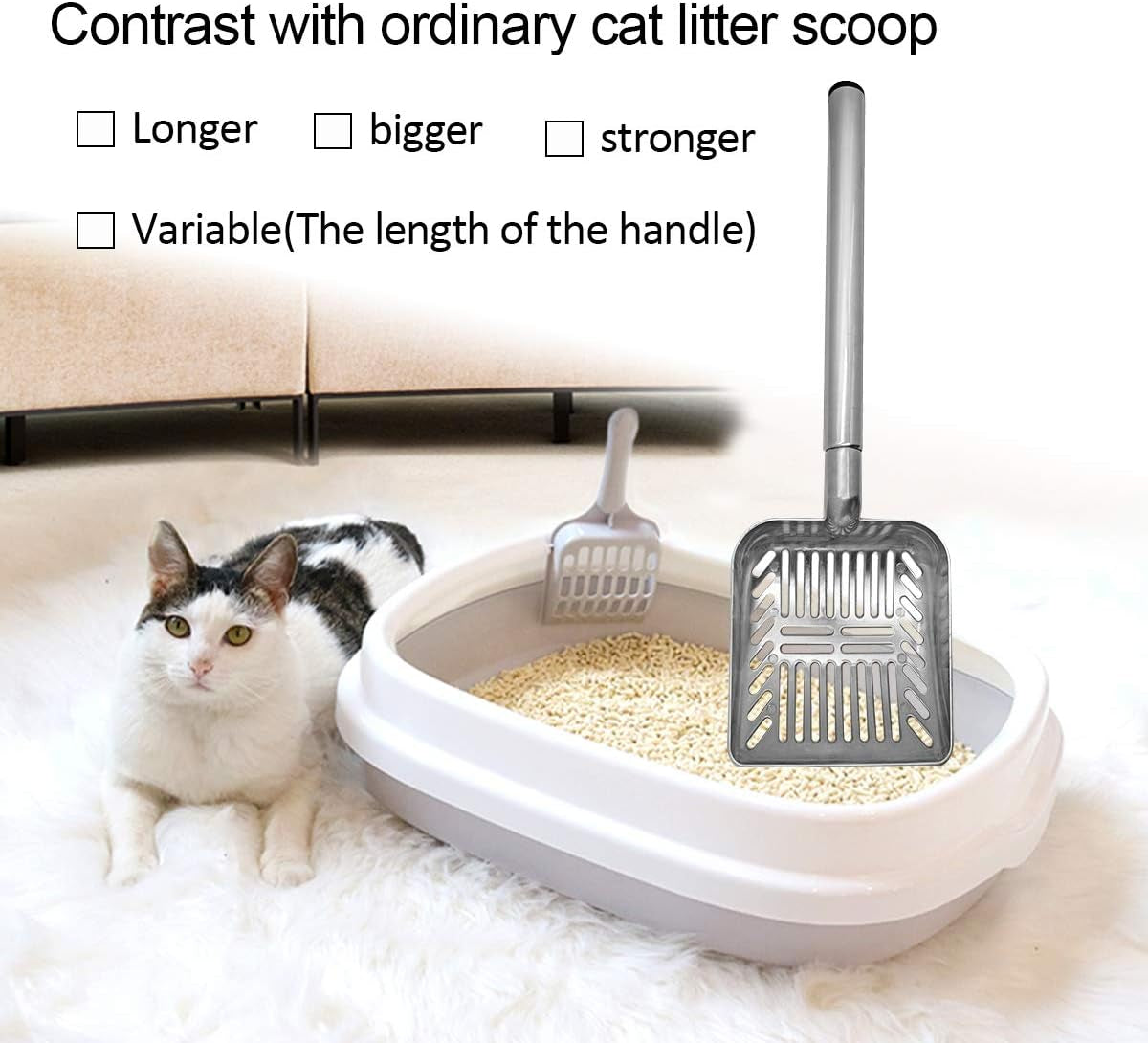 TOYPOPOR Stainless Steel Cat Litter Scoop 23 Inches