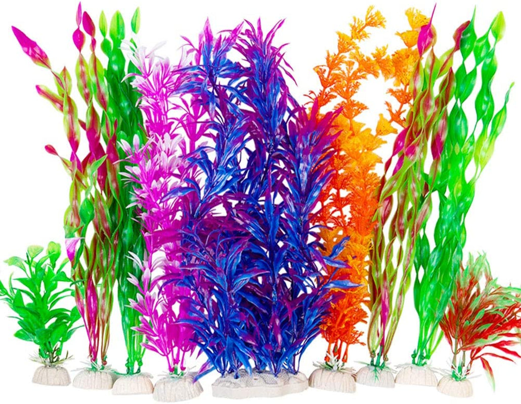 Cousduobe 9 Pack Large Aquarium Plants Artificial