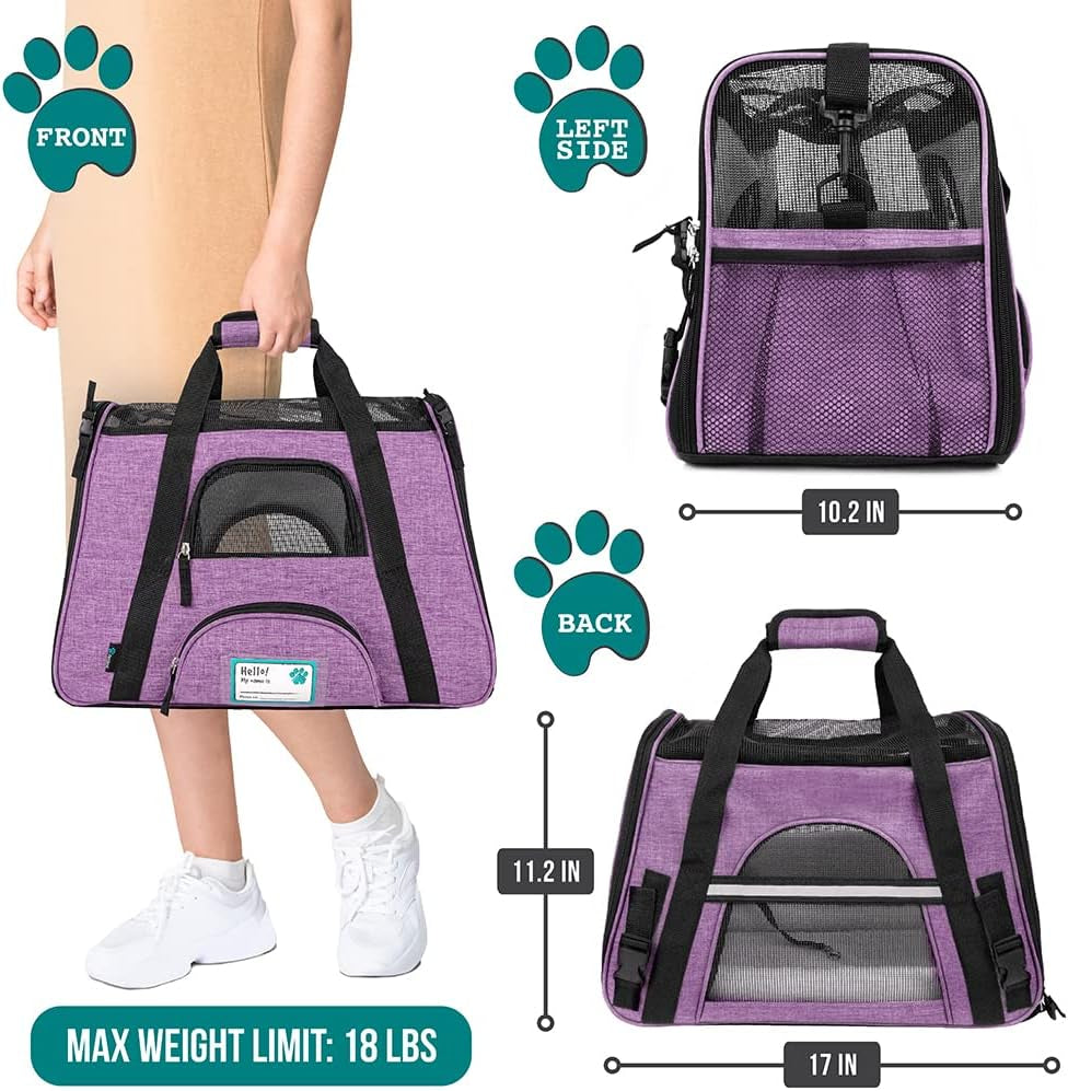 Petami Airline Approved Pet Carrier for Cat, Soft Sided Dog Carrier for Small Dog