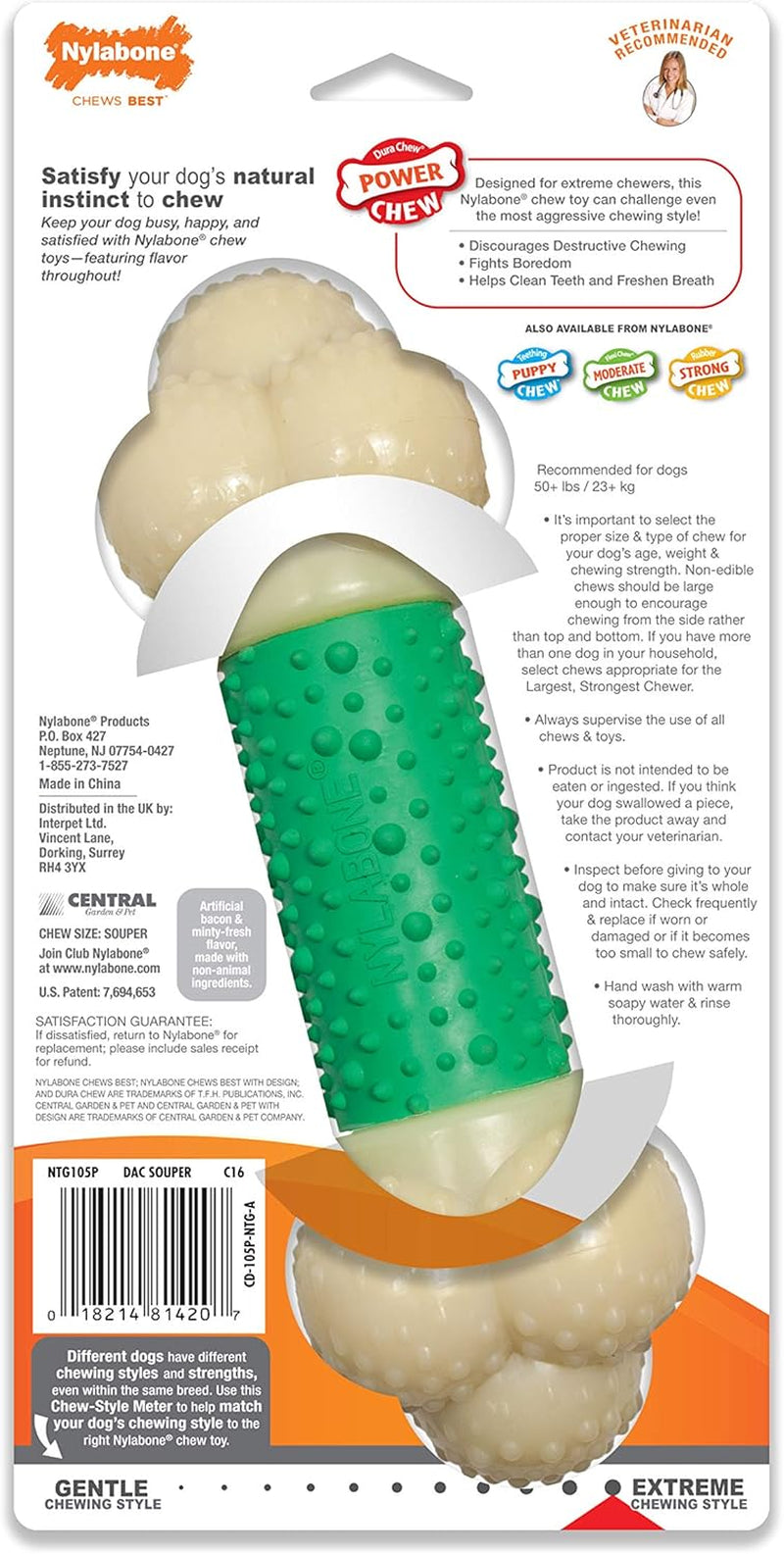 Nylabone Double Action Bone Power Chew Toy for Dogs