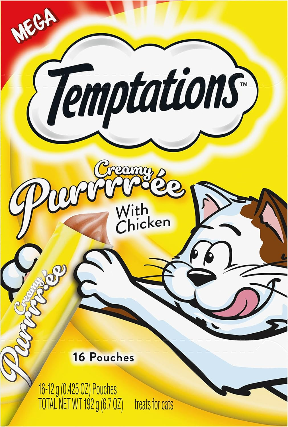 Temptations Creamy Puree Squeezable Lickable Wet Cat Treats with Salmon, 0.42 Oz. Tubes, 24 Count