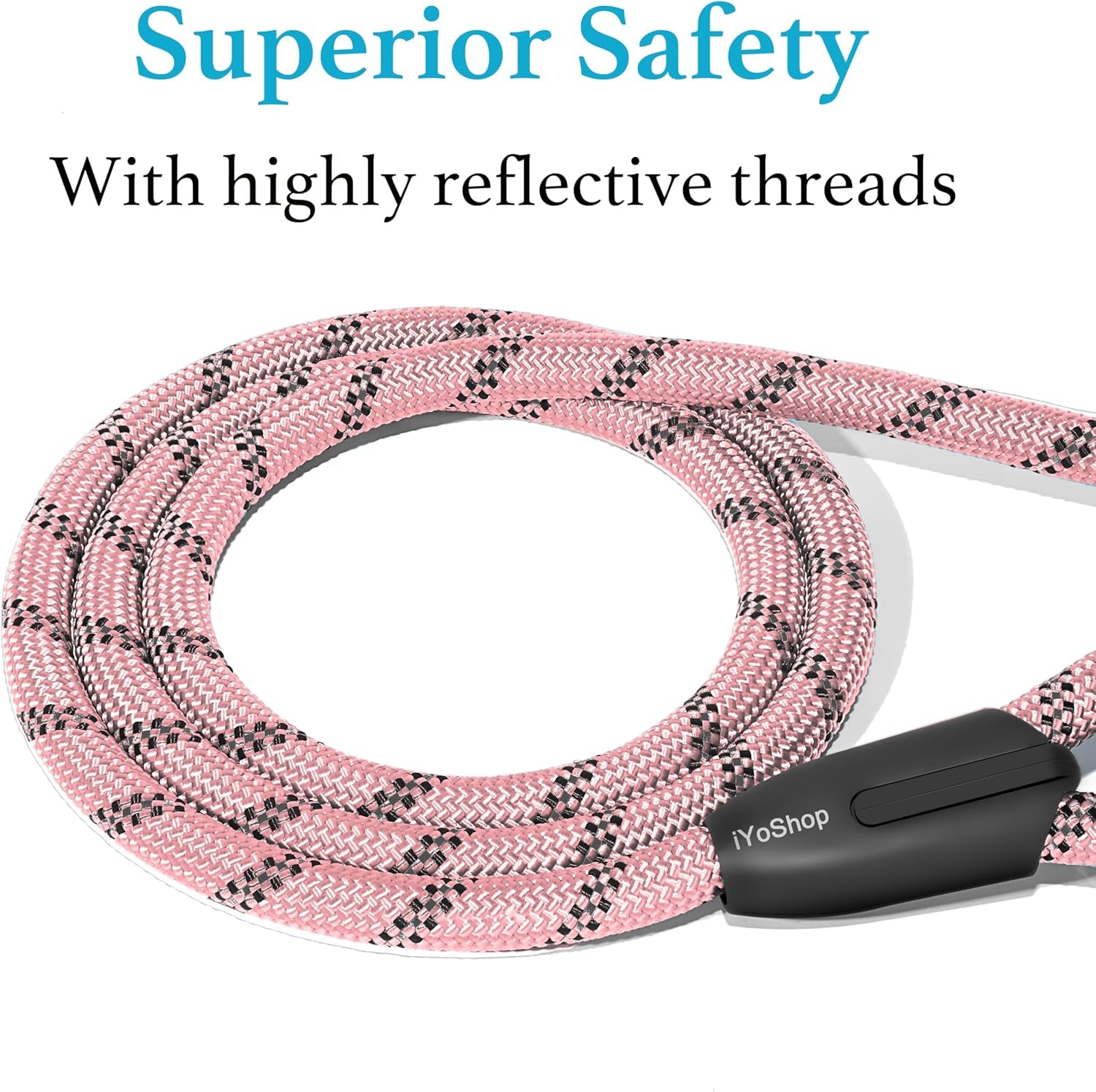 Iyoshop Durable Slip Lead Dog Leash with Padded Handle and Highly Reflective Threads, No Pull Dog Training Leash, (3/8" X 6 FT, Baby Pink)
