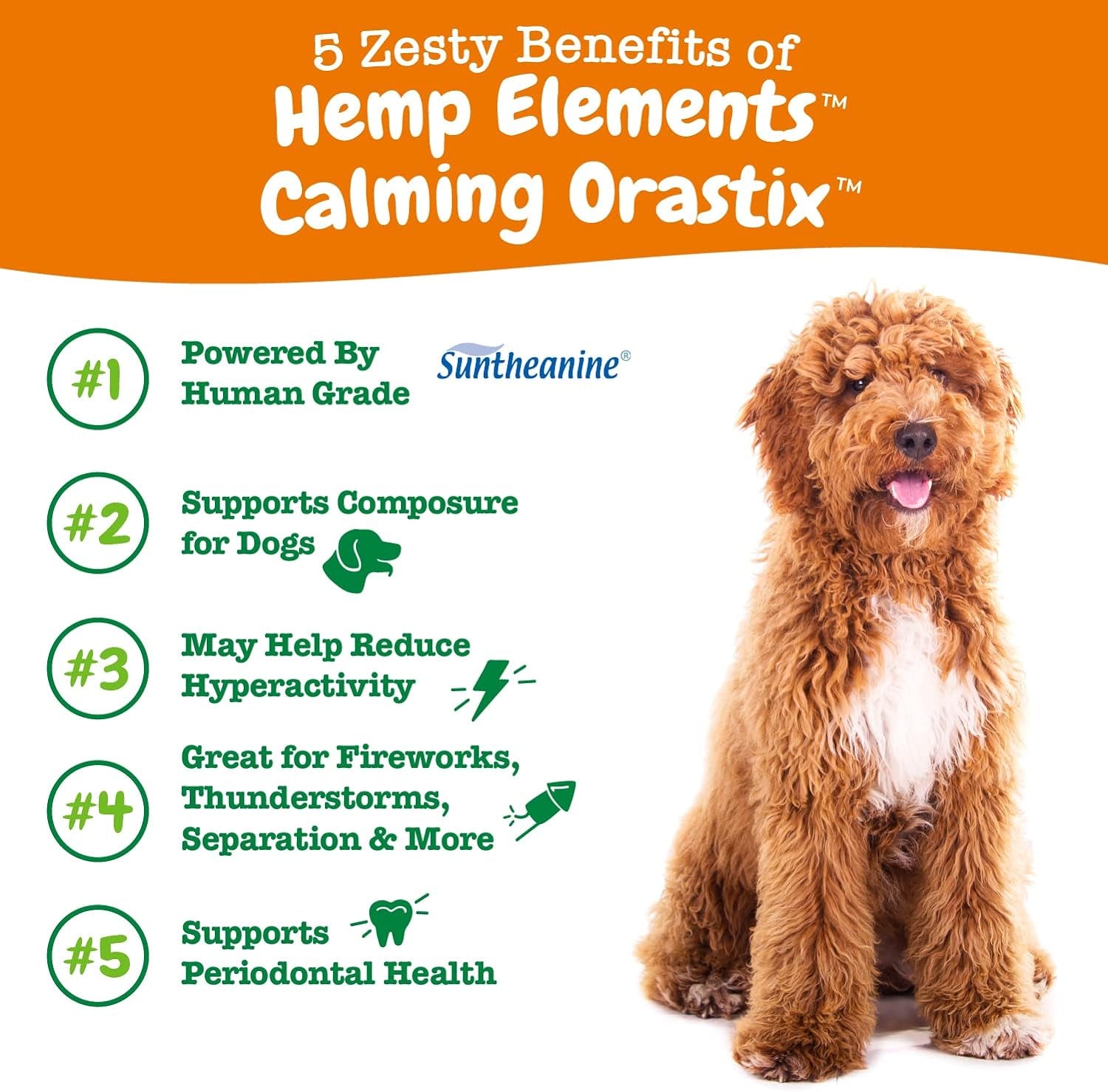 Zesty Paws Orastix for Dogs - Calming Dental Sticks for Stress with Hemp Melatonin Chamomile