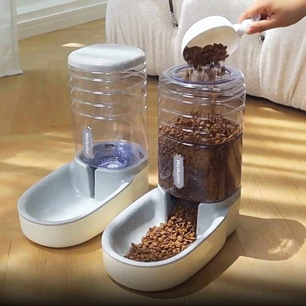 Meikuler Automatic Dog Cat Feeder and Water Dispenser Set