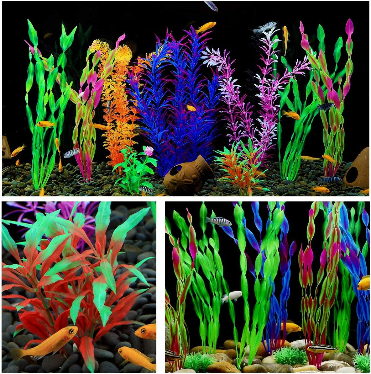 Cousduobe 9 Pack Large Aquarium Plants Artificial