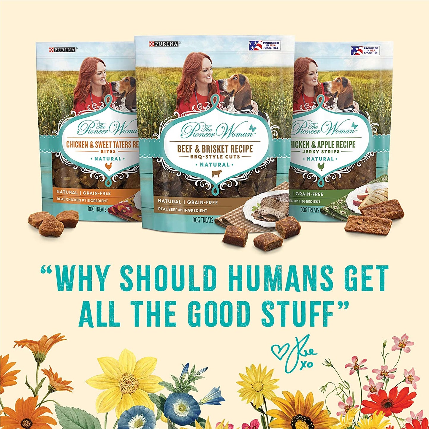 The Pioneer Woman Natural, Grain Free Dog Treats, Beef & Brisket Recipe BBQ Style Cuts - 30 Oz. Pouch