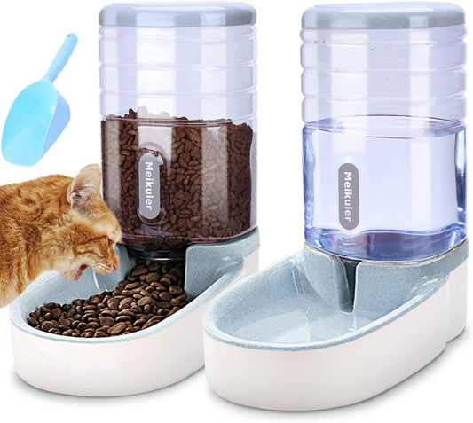 Meikuler Automatic Dog Cat Feeder and Water Dispenser Set