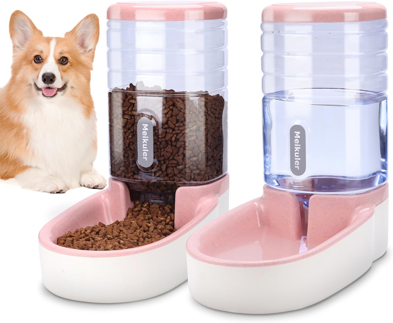 Meikuler Automatic Dog Cat Feeder and Water Dispenser Set