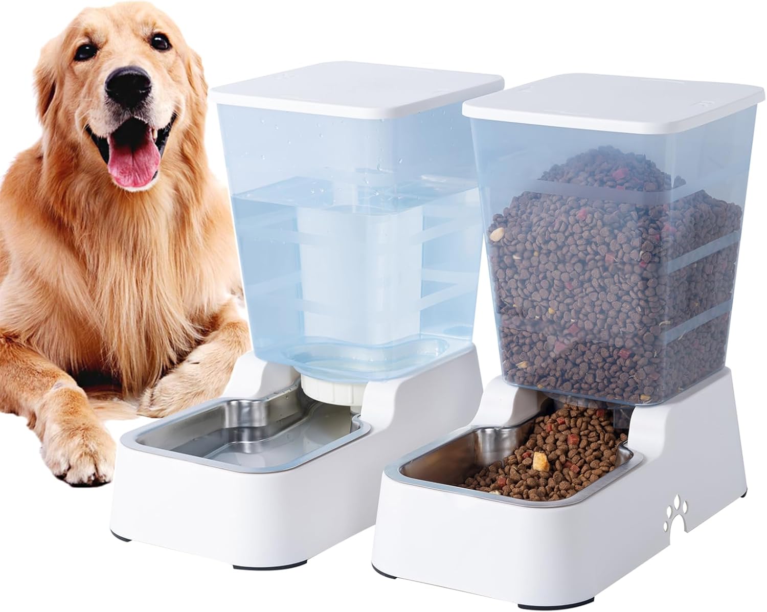 Meikuler Automatic Dog Cat Feeder and Water Dispenser Set
