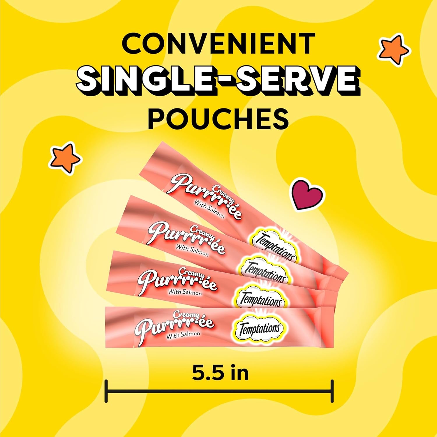 Temptations Creamy Puree Squeezable Lickable Wet Cat Treats with Salmon, 0.42 Oz. Tubes, 24 Count