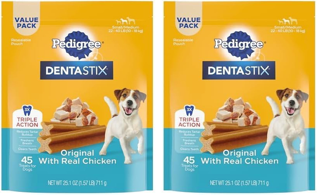 Pedigree DENTASTIX Small/Medium Dog Dental Treats Original Flavor Dental Bones, 5.57 Oz. Pack, Pack of 7 (70 Total Treats)