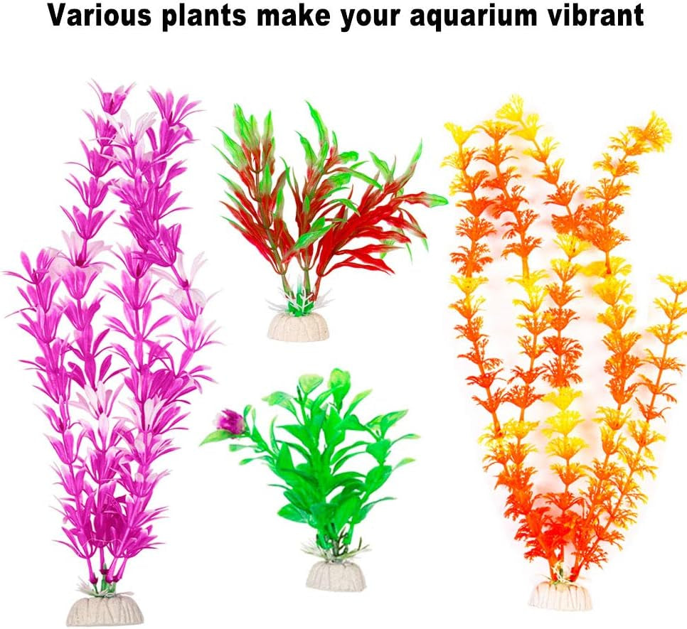 Cousduobe 9 Pack Large Aquarium Plants Artificial