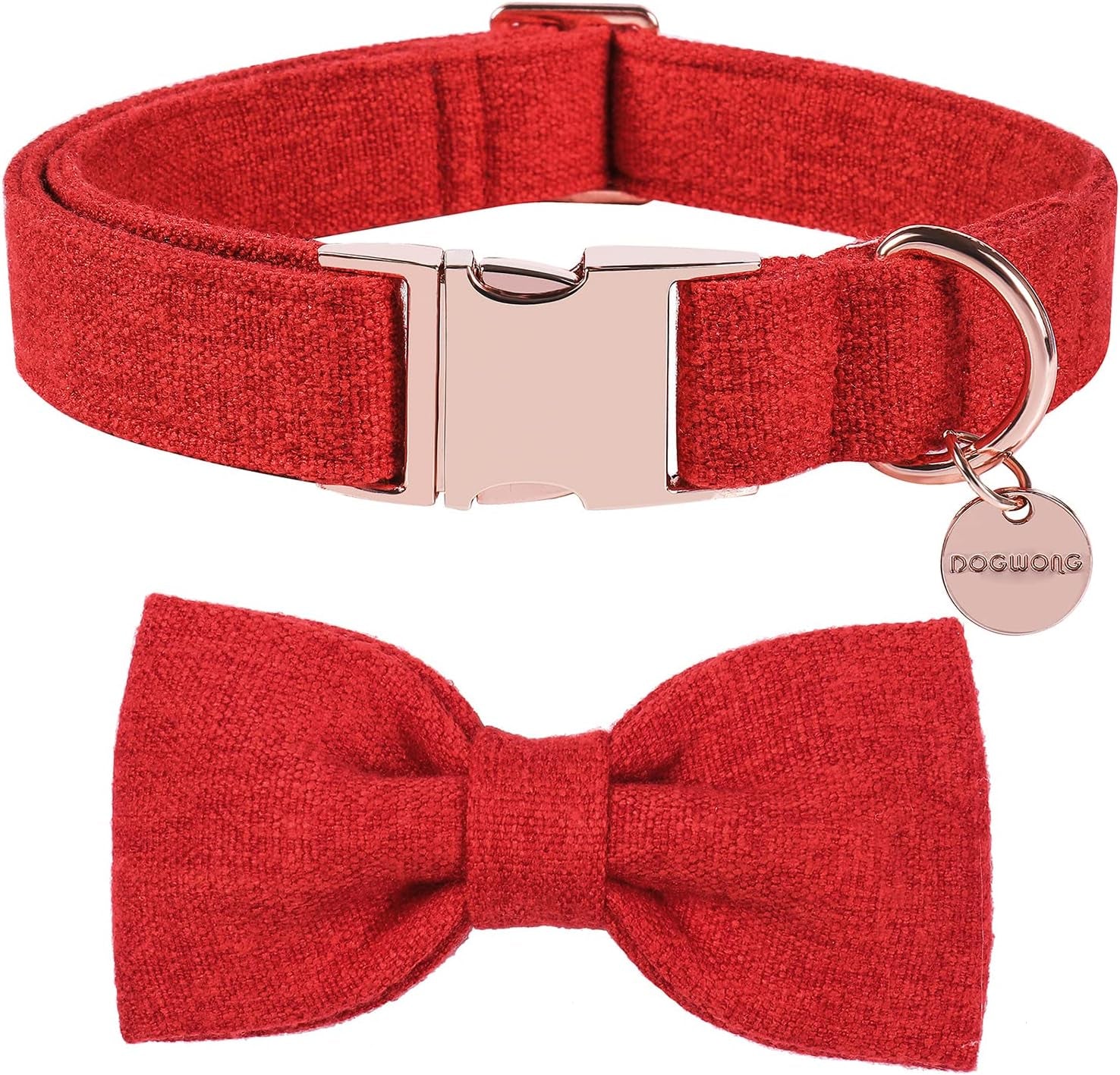 DOGWONG Hemp Cotton Dog Collar with Bow