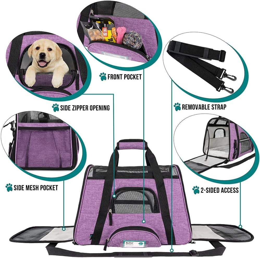 Petami Airline Approved Pet Carrier for Cat, Soft Sided Dog Carrier for Small Dog