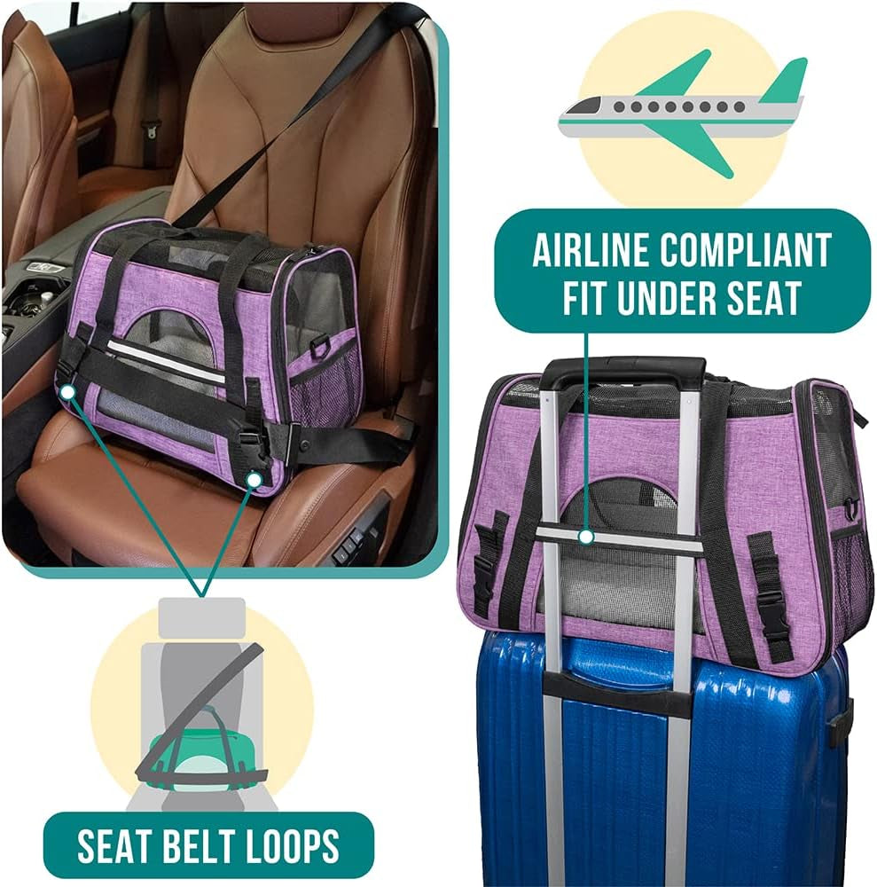 Petami Airline Approved Pet Carrier for Cat, Soft Sided Dog Carrier for Small Dog