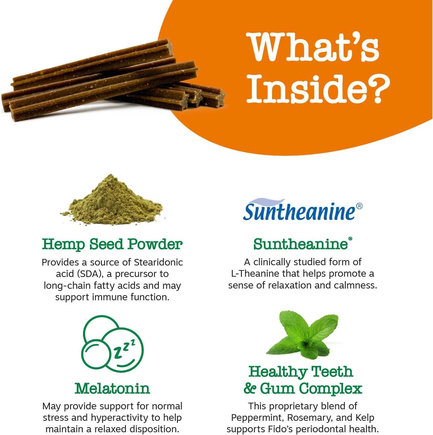 Zesty Paws Orastix for Dogs - Calming Dental Sticks for Stress with Hemp Melatonin Chamomile