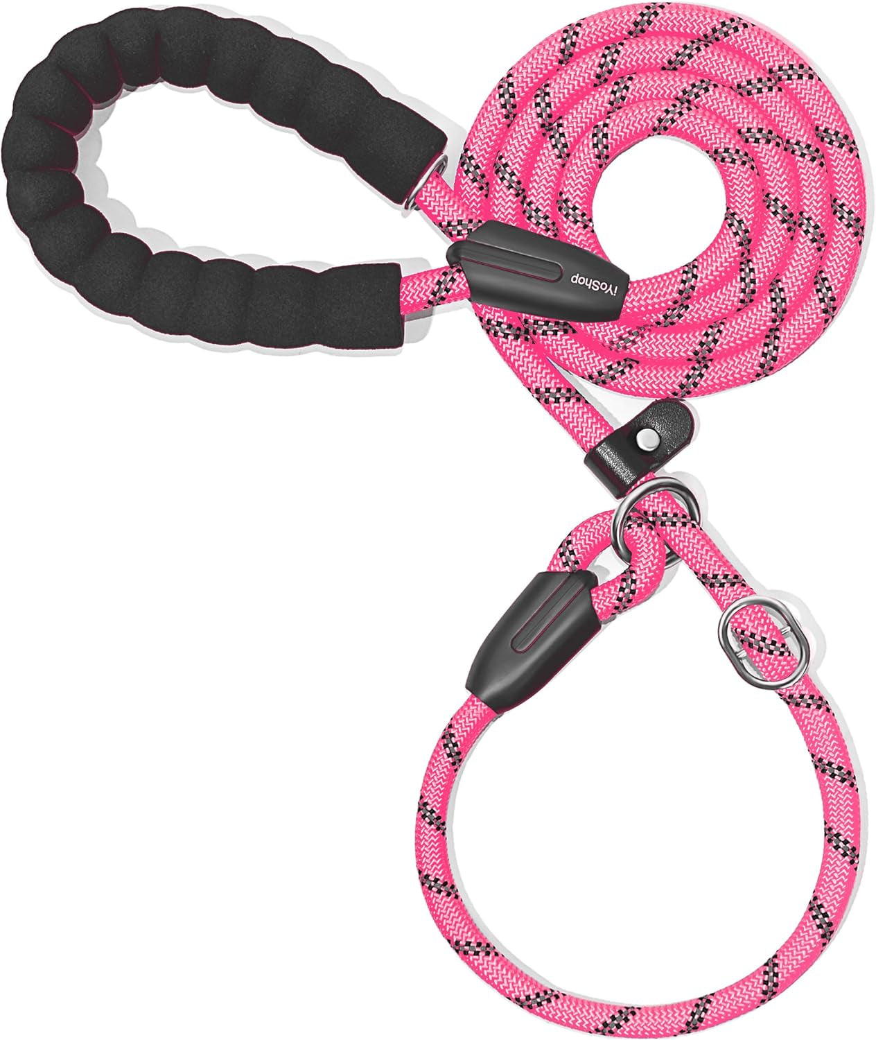 Iyoshop Durable Slip Lead Dog Leash with Padded Handle and Highly Reflective Threads, No Pull Dog Training Leash, (3/8" X 6 FT, Baby Pink)