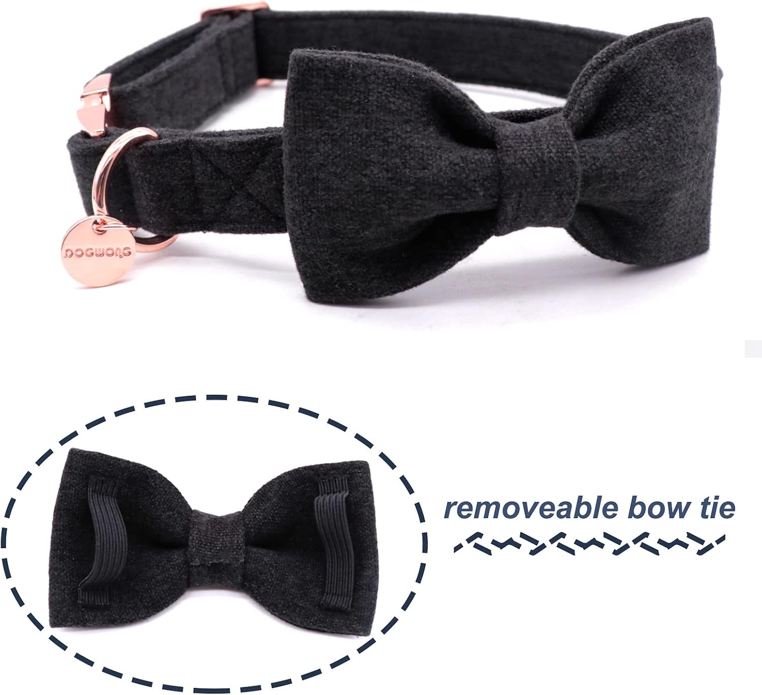 DOGWONG Hemp Cotton Dog Collar with Bow