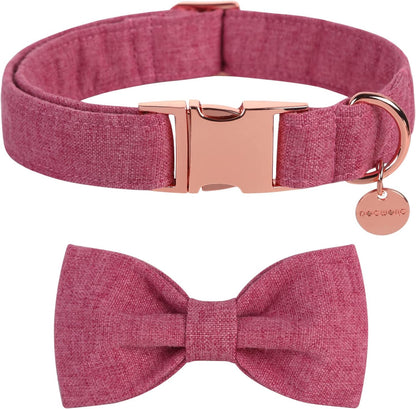 DOGWONG Hemp Cotton Dog Collar with Bow