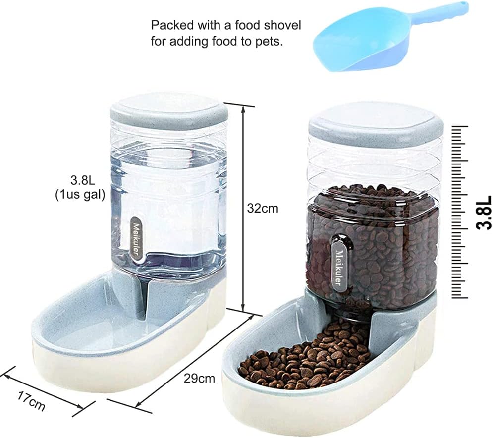 Meikuler Automatic Dog Cat Feeder and Water Dispenser Set