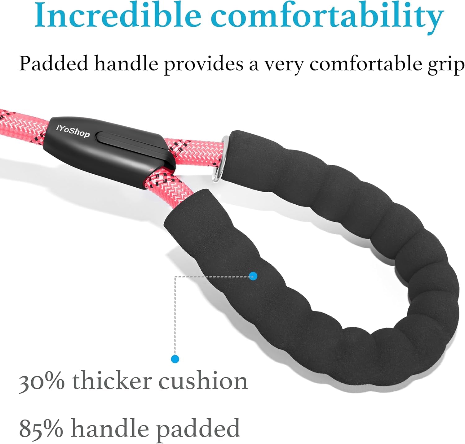 Iyoshop Durable Slip Lead Dog Leash with Padded Handle and Highly Reflective Threads, No Pull Dog Training Leash, (3/8" X 6 FT, Baby Pink)