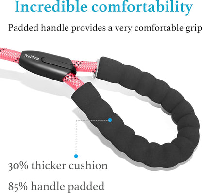 Iyoshop Durable Slip Lead Dog Leash with Padded Handle and Highly Reflective Threads, No Pull Dog Training Leash, (3/8" X 6 FT, Baby Pink)