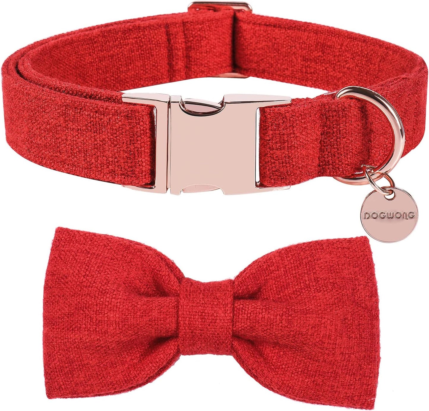 DOGWONG Hemp Cotton Dog Collar with Bow