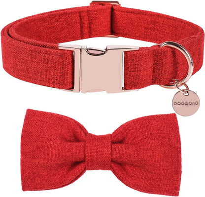 DOGWONG Hemp Cotton Dog Collar with Bow