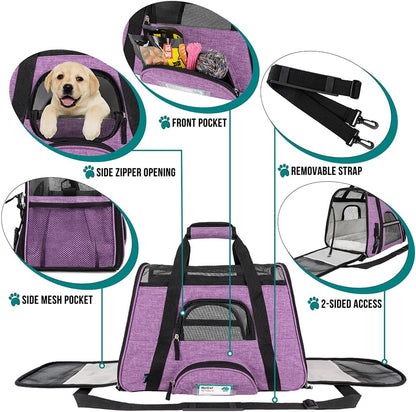 Petami Airline Approved Pet Carrier for Cat, Soft Sided Dog Carrier for Small Dog