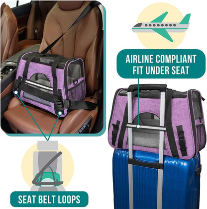 Petami Airline Approved Pet Carrier for Cat, Soft Sided Dog Carrier for Small Dog