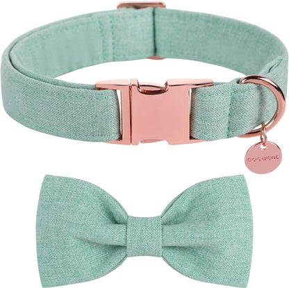 DOGWONG Hemp Cotton Dog Collar with Bow