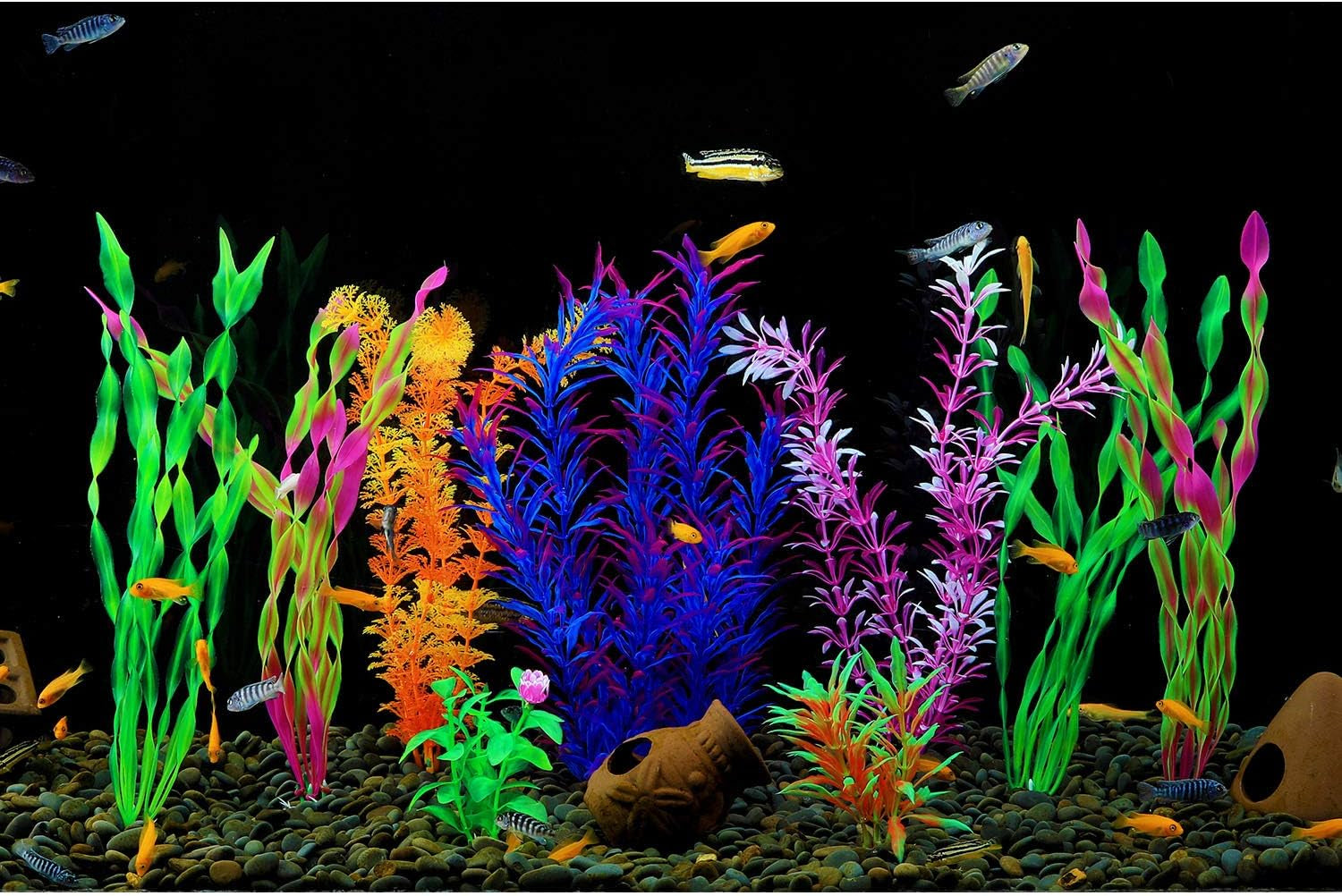 Cousduobe 9 Pack Large Aquarium Plants Artificial