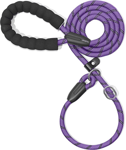 Iyoshop Durable Slip Lead Dog Leash with Padded Handle and Highly Reflective Threads, No Pull Dog Training Leash, (3/8" X 6 FT, Baby Pink)